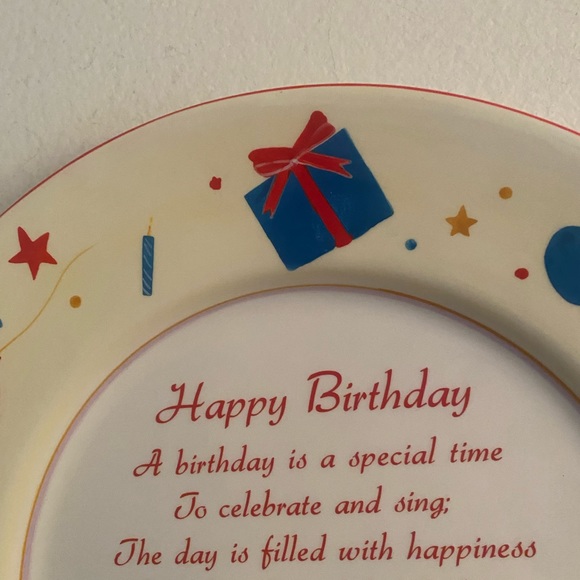 Cake Plate Happy Birthday Hand Painted Ceramic Celebration Collectible - Picture 8 of 12